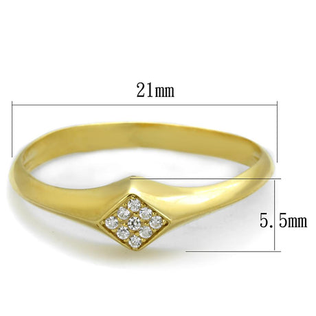 Gold 925 Sterling Silver Ring with AAA Grade CZ  in Clear