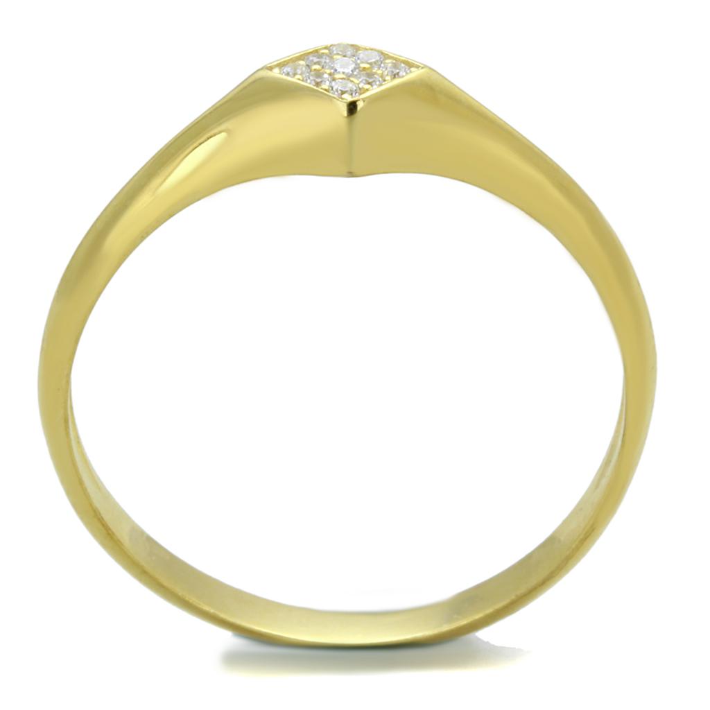 Gold 925 Sterling Silver Ring with AAA Grade CZ  in Clear
