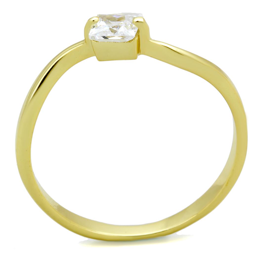 Gold 925 Sterling Silver Ring with AAA Grade CZ  in Clear