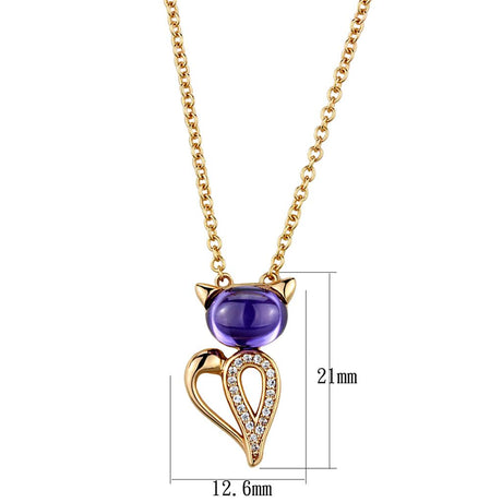 Rose Gold 925 Sterling Silver Chain Pendant with AAA Grade CZ  in Amethyst