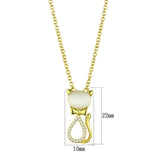 Gold 925 Sterling Silver Chain Pendant with Synthetic Cat Eye in White