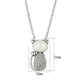Rhodium 925 Sterling Silver Chain Pendant with Synthetic Synthetic Glass in Clear