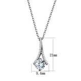 Rhodium 925 Sterling Silver Chain Pendant with AAA Grade CZ  in Clear