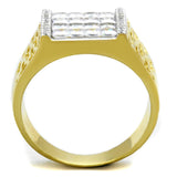 Gold+Rhodium 925 Sterling Silver Ring with AAA Grade CZ  in Clear