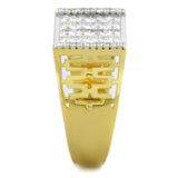 Gold+Rhodium 925 Sterling Silver Ring with AAA Grade CZ  in Clear