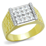 Gold+Rhodium 925 Sterling Silver Ring with AAA Grade CZ  in Clear