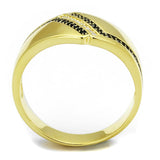 Gold 925 Sterling Silver Ring with AAA Grade CZ  in Black Diamond