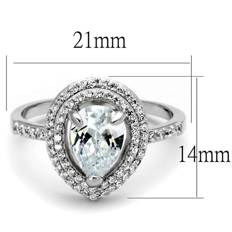 Rhodium 925 Sterling Silver Ring with AAA Grade CZ  in Clear