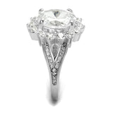 Rhodium 925 Sterling Silver Ring with AAA Grade CZ  in Clear