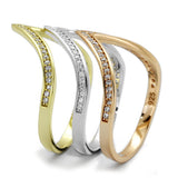 Rhodium + Gold + Rose Gold 925 Sterling Silver Ring with AAA Grade CZ  in Clear