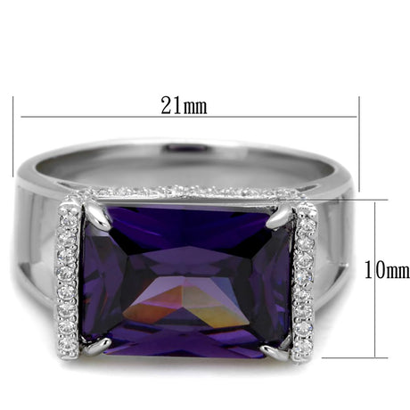 Rhodium 925 Sterling Silver Ring with AAA Grade CZ  in Amethyst
