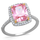 Rose Gold + Rhodium 925 Sterling Silver Ring with AAA Grade CZ  in Rose