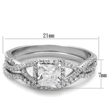 Rhodium 925 Sterling Silver Ring with AAA Grade CZ  in Clear