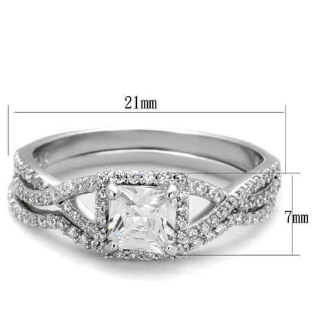 Rhodium 925 Sterling Silver Ring with AAA Grade CZ  in Clear