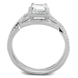 Rhodium 925 Sterling Silver Ring with AAA Grade CZ  in Clear