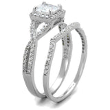 Rhodium 925 Sterling Silver Ring with AAA Grade CZ  in Clear