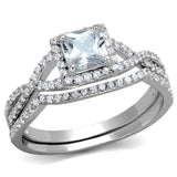 Rhodium 925 Sterling Silver Ring with AAA Grade CZ  in Clear
