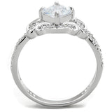 Rhodium 925 Sterling Silver Ring with AAA Grade CZ  in Clear