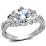 Rhodium 925 Sterling Silver Ring with AAA Grade CZ  in Clear