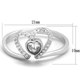 Rhodium 925 Sterling Silver Ring with AAA Grade CZ  in Clear