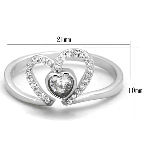 Rhodium 925 Sterling Silver Ring with AAA Grade CZ  in Clear