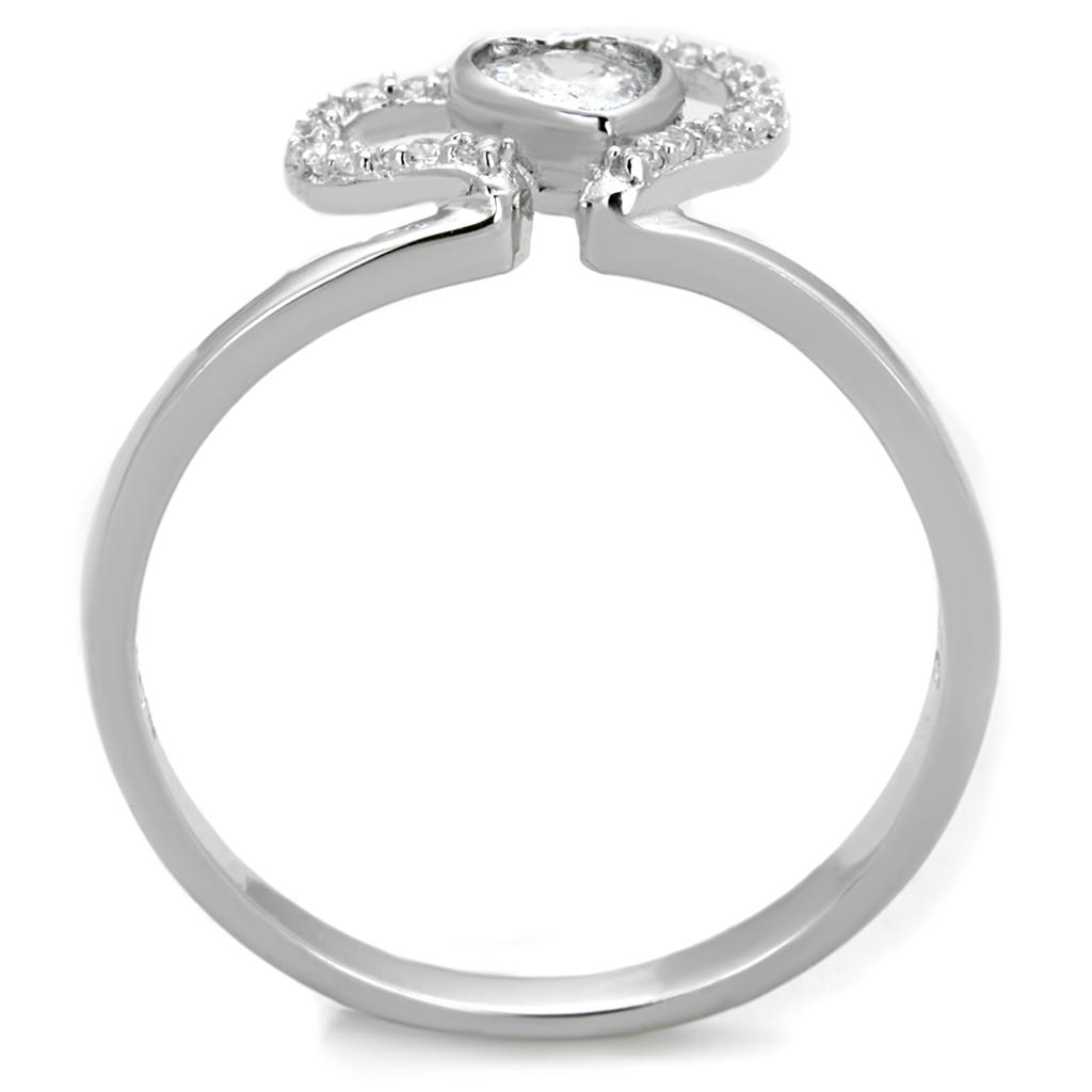Rhodium 925 Sterling Silver Ring with AAA Grade CZ  in Clear