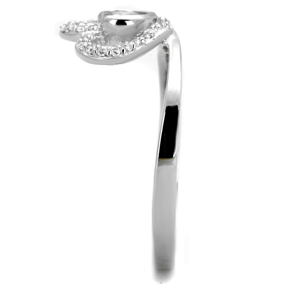 Rhodium 925 Sterling Silver Ring with AAA Grade CZ  in Clear
