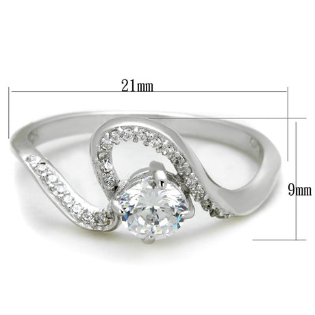 Rhodium 925 Sterling Silver Ring with AAA Grade CZ  in Clear