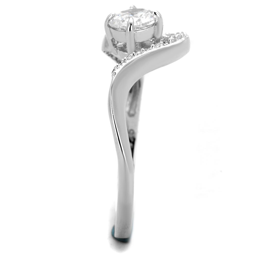 Rhodium 925 Sterling Silver Ring with AAA Grade CZ  in Clear