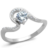 Rhodium 925 Sterling Silver Ring with AAA Grade CZ  in Clear