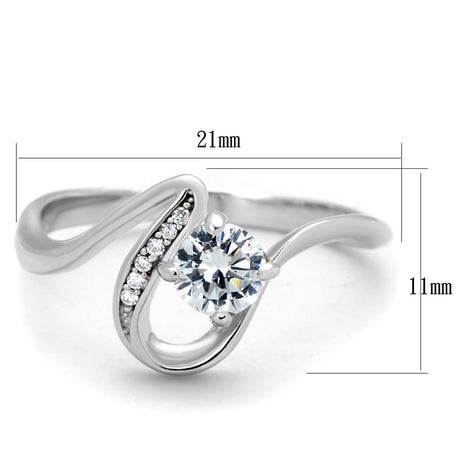 Rhodium 925 Sterling Silver Ring with AAA Grade CZ  in Clear