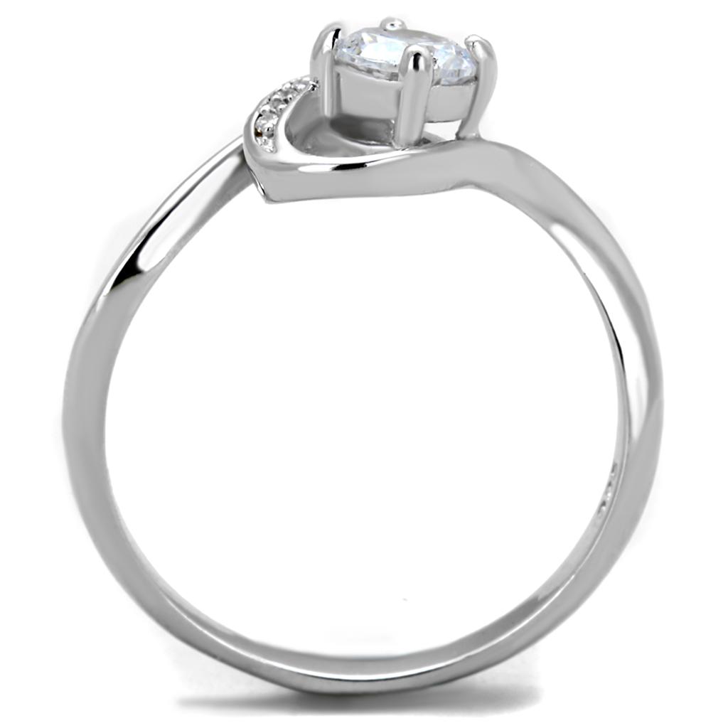 Rhodium 925 Sterling Silver Ring with AAA Grade CZ  in Clear