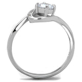 Rhodium 925 Sterling Silver Ring with AAA Grade CZ  in Clear