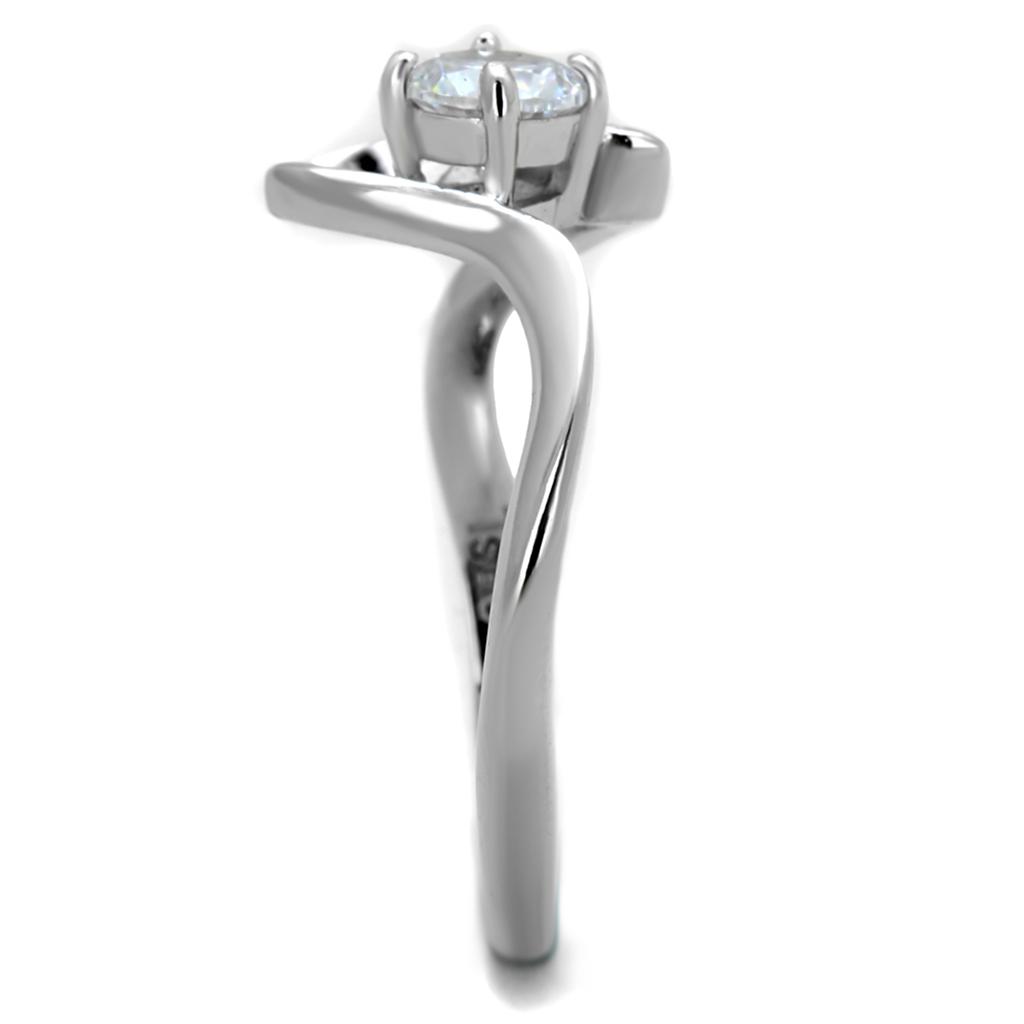 Rhodium 925 Sterling Silver Ring with AAA Grade CZ  in Clear