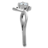 Rhodium 925 Sterling Silver Ring with AAA Grade CZ  in Clear