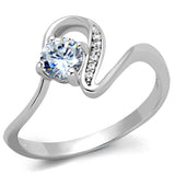 Rhodium 925 Sterling Silver Ring with AAA Grade CZ  in Clear