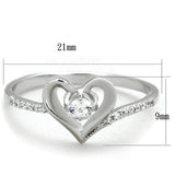 Rhodium 925 Sterling Silver Ring with AAA Grade CZ  in Clear