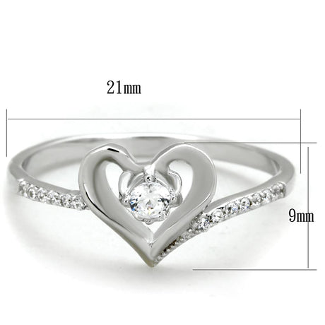 Rhodium 925 Sterling Silver Ring with AAA Grade CZ  in Clear