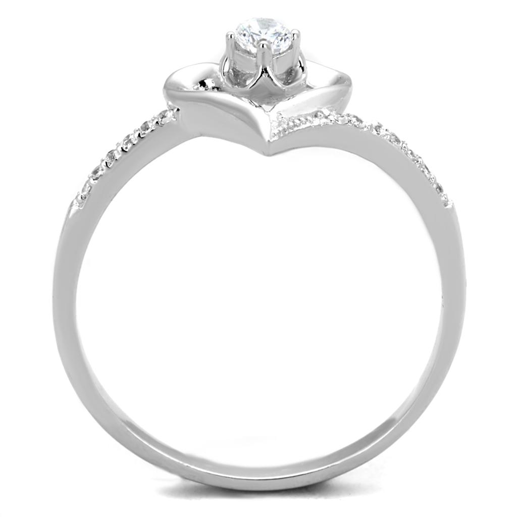 Rhodium 925 Sterling Silver Ring with AAA Grade CZ  in Clear