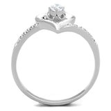 Rhodium 925 Sterling Silver Ring with AAA Grade CZ  in Clear