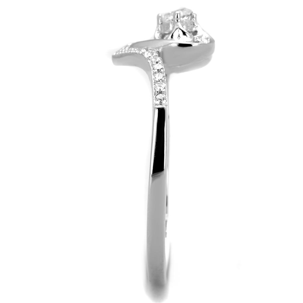 Rhodium 925 Sterling Silver Ring with AAA Grade CZ  in Clear