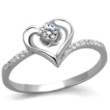 Rhodium 925 Sterling Silver Ring with AAA Grade CZ  in Clear