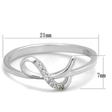 Rhodium 925 Sterling Silver Ring with AAA Grade CZ  in Clear