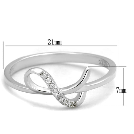 Rhodium 925 Sterling Silver Ring with AAA Grade CZ  in Clear