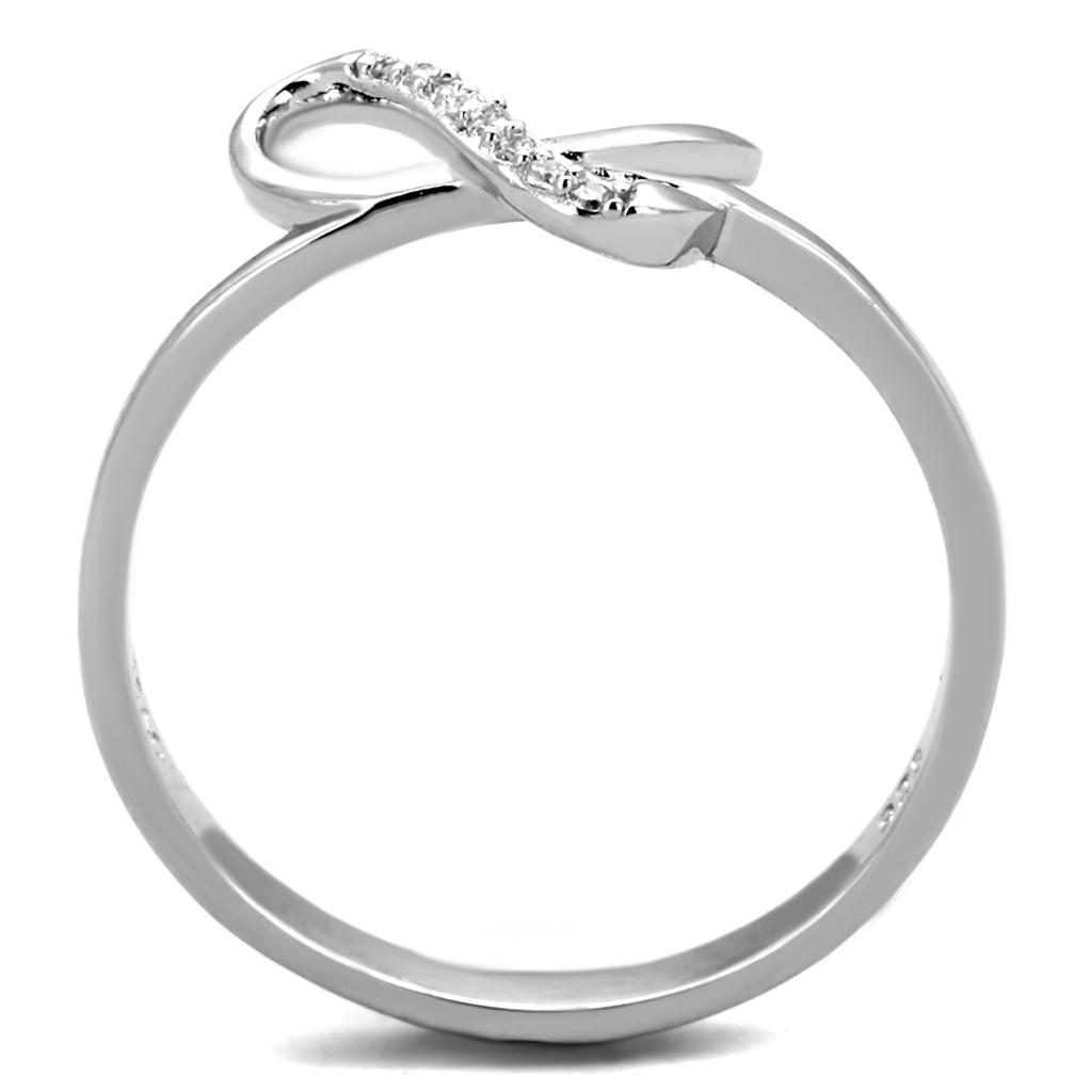 Rhodium 925 Sterling Silver Ring with AAA Grade CZ  in Clear