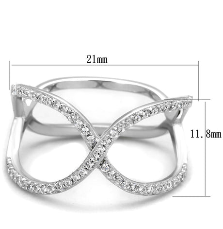 Rhodium 925 Sterling Silver Ring with AAA Grade CZ  in Clear