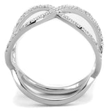 Rhodium 925 Sterling Silver Ring with AAA Grade CZ  in Clear