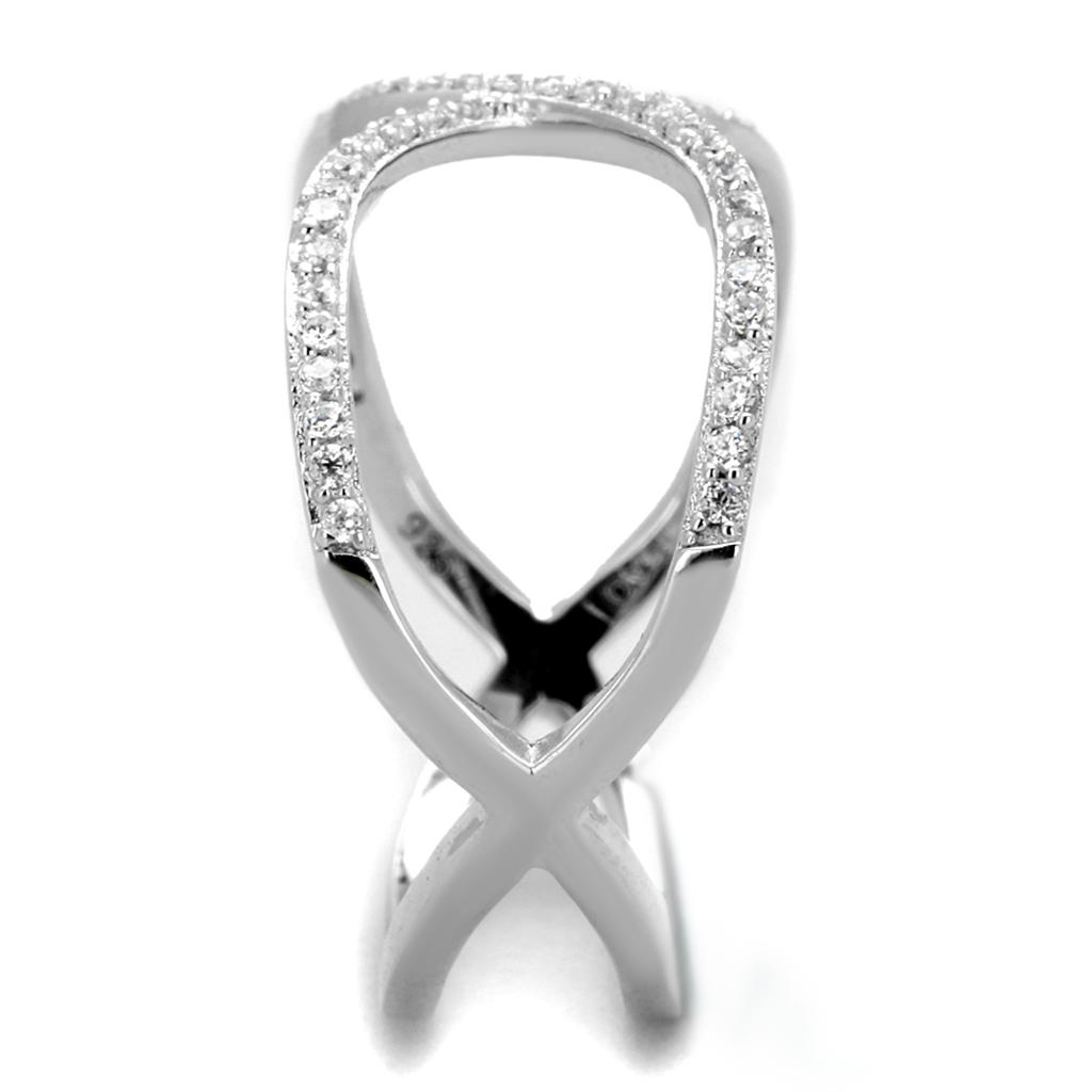Rhodium 925 Sterling Silver Ring with AAA Grade CZ  in Clear