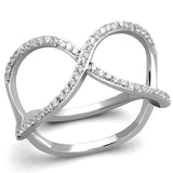 Rhodium 925 Sterling Silver Ring with AAA Grade CZ  in Clear
