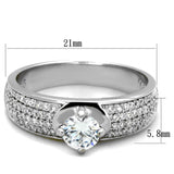 Rhodium 925 Sterling Silver Ring with AAA Grade CZ  in Clear